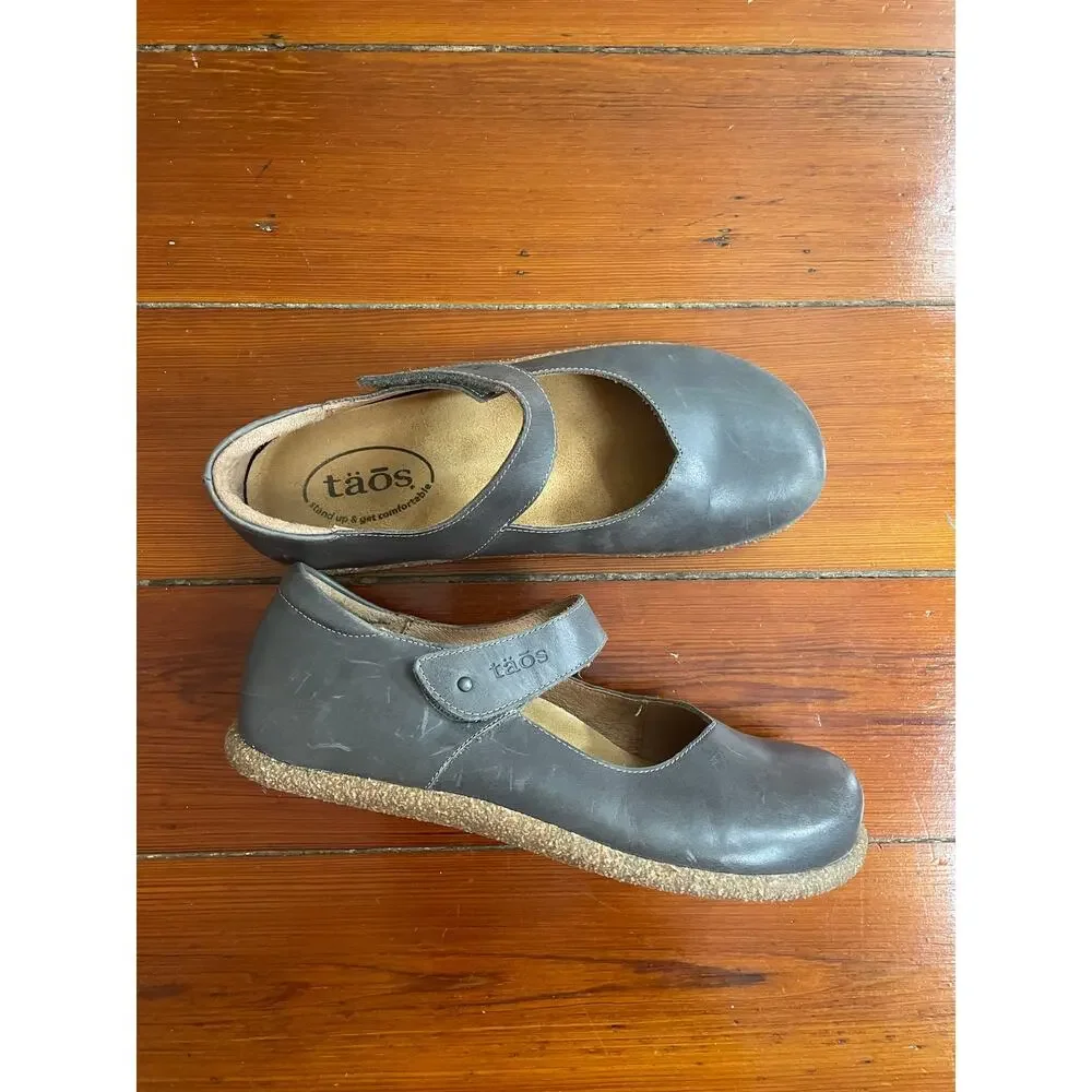 Taos Class Mary Jane Shoes EU 39, US 8-8.5 Gray Leather Comfort Flats Spain
